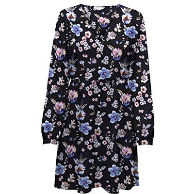 ONLY Onlmette Ls Wrinkle Top Noos Wvn, Sky Captain/Aop: 347 Iris, L ONLY Onlmette Ls Wrinkle Top Noos Wvn, Sky Captain/Aop: 347 Iris, L