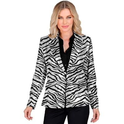 W WIDMANN MILANO Party Fashion Widmann – Party Fashion Blazer med paljetter för kvinnor, zebramönster, disco Fever, slagverkarrörelse, jacka, djurtryck W WIDMANN MILANO Party Fashion Widmann – Party Fashion Blazer med paljetter för kvinnor, zebramönster, disco Fever, slagverkarrörelse, jacka, djurtryck