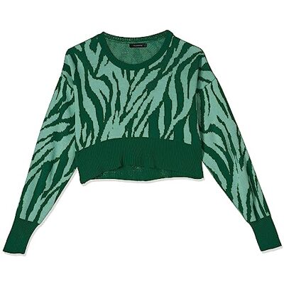 Trendyol Dam rund hals djurtryck vanlig tröja sweatshirt, grön, L, gRÖN Trendyol Dam rund hals djurtryck vanlig tröja sweatshirt, grön, L, gRÖN