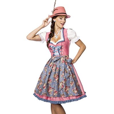 Dirndline Lyxig, designer, Dirndl med förkläde, klänning, dirndklänning, oktoberfest, traditionell klänning, spets, denim, blomtryck, passion, volanger, Rosa/blå, XL Dirndline Lyxig, designer, Dirndl med förkläde, klänning, dirndklänning, oktoberfest, traditionell klänning, spets, denim, blomtryck, passion, volanger, Rosa/blå, XL