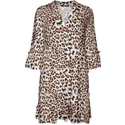 VERO MODA damer viskos miniklänning tunika 3/4-arm VMEasy Joy, Tan/Aop: leo, S VERO MODA damer viskos miniklänning tunika 3/4-arm VMEasy Joy, Tan/Aop: leo, S