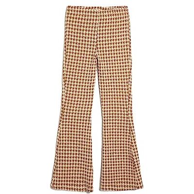Koton dam hög midja mönstrade utsvängda byxor med ben, 0d5 (beige design), L Koton dam hög midja mönstrade utsvängda byxor med ben, 0d5 (beige design), L