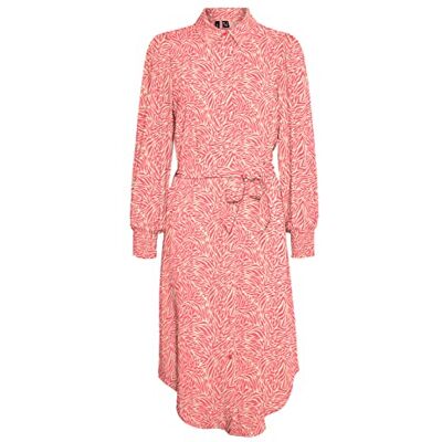 VERO MODA Dam Vmsara Ls Calf Shirt Dress WVN klänning, Irish Cream/Aop: sara, XS VERO MODA Dam Vmsara Ls Calf Shirt Dress WVN klänning, Irish Cream/Aop: sara, XS