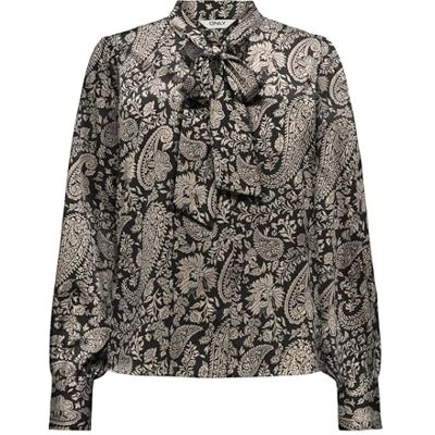 ONLY Endast Onljane Life L/S Bow Top WVN, svart, S ONLY Endast Onljane Life L/S Bow Top WVN, svart, S