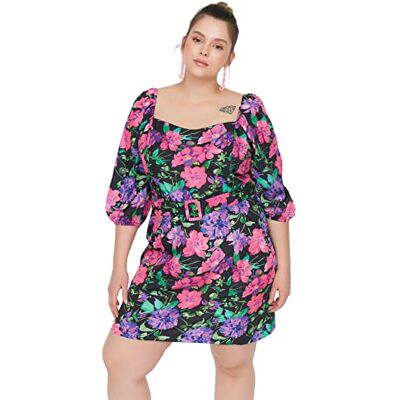 Trendyol Mini Ruffle Hem vanlig klänning för kvinnor, orange, 34, Orange, 34 Trendyol Mini Ruffle Hem vanlig klänning för kvinnor, orange, 34, Orange, 34