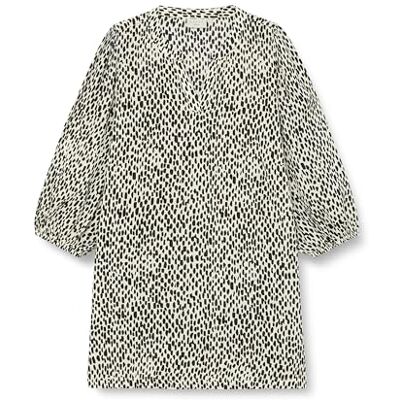 Kaffe Curve Plusstorlek Tunic 3/4 ärmar V-Notch Neck Casual Fit Printed, Turtledove/svart grafisk prick, 40 stor Kaffe Curve Plusstorlek Tunic 3/4 ärmar V-Notch Neck Casual Fit Printed, Turtledove/svart grafisk prick, 40 stor