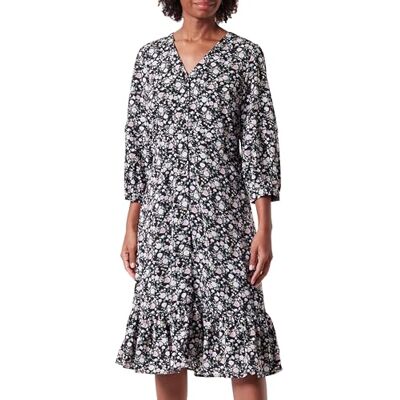 SWIRLIE Midiklänning för kvinnor med blommigt tryck, Svart flerfärgad, XL SWIRLIE Midiklänning för kvinnor med blommigt tryck, Svart flerfärgad, XL
