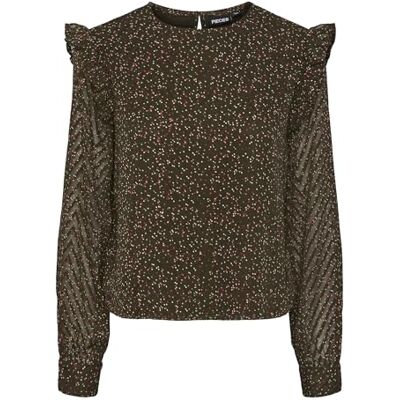 PIECES Pcfelita Ls Top, Skogsnatt/ap: dot, XS PIECES Pcfelita Ls Top, Skogsnatt/ap: dot, XS