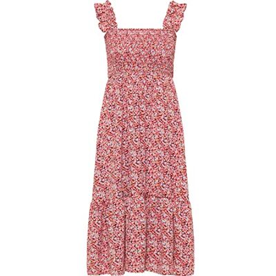 Sookie Dam, smock midiklänning, 12523249-SO01, röd, flerfärgad, XS, Mjuk midiklänning, XS Sookie Dam, smock midiklänning, 12523249-SO01, röd, flerfärgad, XS, Mjuk midiklänning, XS