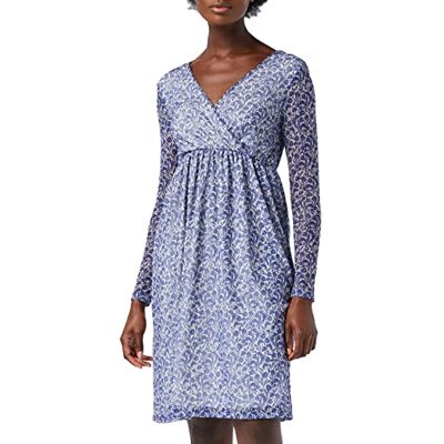 NA-KD återvunnen wrap mesh klänning dam, Vitt och blått blommönster, 34 NA-KD återvunnen wrap mesh klänning dam, Vitt och blått blommönster, 34