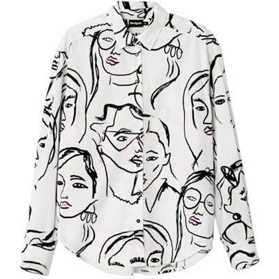 Desigual CAM_Faces, 1000 Blanco, M, Vit, M Desigual CAM_Faces, 1000 Blanco, M, Vit, M