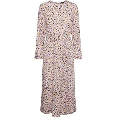 PIECES Dam Pcbernice Ls Ankle Dress Bc klänning, Papaya/Aop: grafisk, S PIECES Dam Pcbernice Ls Ankle Dress Bc klänning, Papaya/Aop: grafisk, S
