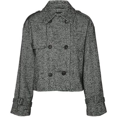 VERO MODA Vmmattie kort jacka för kvinnor, Svart/detalj: fiskben, L VERO MODA Vmmattie kort jacka för kvinnor, Svart/detalj: fiskben, L
