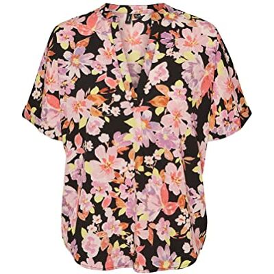 VERO MODA Kvinnlig topp VMLUCIA SS Wide TOP WVN CUR, svart, 48 VERO MODA Kvinnlig topp VMLUCIA SS Wide TOP WVN CUR, svart, 48