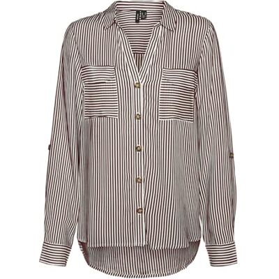 VERO MODA VMBUMPY L/S Shirt New WVN GA NOOS, Fired Brick/ränder: vit, M VERO MODA VMBUMPY L/S Shirt New WVN GA NOOS, Fired Brick/ränder: vit, M