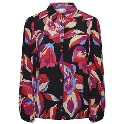 YAS dam fima Ls skjorta S. Noos blus, Black/Aop: flower print, L YAS dam fima Ls skjorta S. Noos blus, Black/Aop: flower print, L