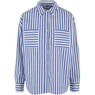 Urban Classics Damskjorta randig avslappnad skjorta vit/blå 3XL, Vit/blå, 3XL Urban Classics Damskjorta randig avslappnad skjorta vit/blå 3XL, Vit/blå, 3XL