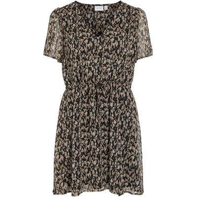 Vila VIFALIA V-hals S/S Short Dress – NOOS, Black/Aop: hazel, 44 Vila VIFALIA V-hals S/S Short Dress – NOOS, Black/Aop: hazel, 44