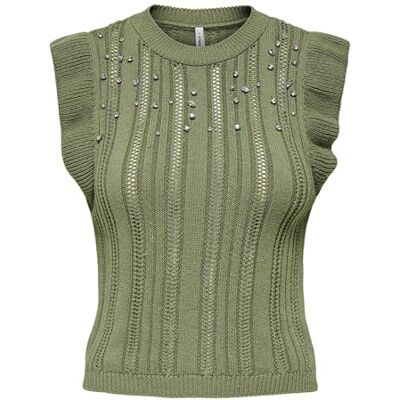 ONLY Onlnewtulle Life Sl Frill Bling Top KNT, Kalamata, XL ONLY Onlnewtulle Life Sl Frill Bling Top KNT, Kalamata, XL