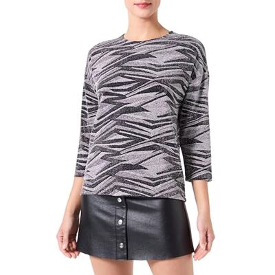 ONLY T-shirt för kvinnor, Silver/mönster: grafisk zebra, L ONLY T-shirt för kvinnor, Silver/mönster: grafisk zebra, L