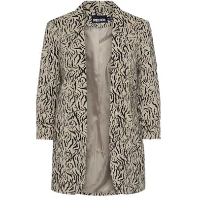 PIECES Female Blazer PCBOSELLA, Vit peppar/ap: grafisk, S PIECES Female Blazer PCBOSELLA, Vit peppar/ap: grafisk, S