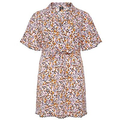 VERO MODA CURVE Kvinnors VMARIELLA SS ABK Dress-K Curve miniklänning, Snow White/AOP: Ditsy Sunflower, L-48/50 VERO MODA CURVE Kvinnors VMARIELLA SS ABK Dress-K Curve miniklänning, Snow White/AOP: Ditsy Sunflower, L-48/50