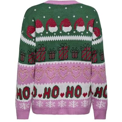 ONLY Onlxmas Hoho Ls tröja KNT, Fuchsia rosa, XS ONLY Onlxmas Hoho Ls tröja KNT, Fuchsia rosa, XS