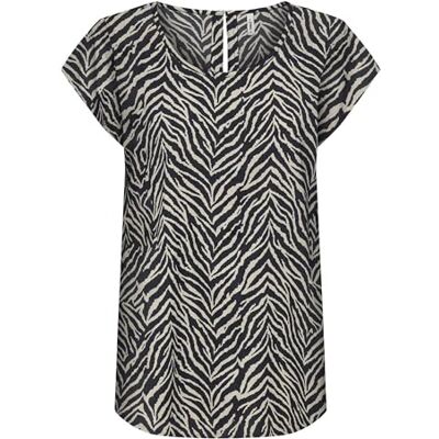ONLY Onlnova Life Vis S/S Top, svart, S ONLY Onlnova Life Vis S/S Top, svart, S