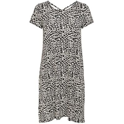 ONLY dam Klänning Onlbera Back Lace Up S/S Dress Jrs Noos, Svart/Aop: eggnog Leo, M ONLY dam Klänning Onlbera Back Lace Up S/S Dress Jrs Noos, Svart/Aop: eggnog Leo, M