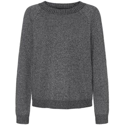 VERO MODA VMDOFFYSHINE LS O-hals blus REP NOOS, Asfalt/detalj: w. Silver Lurex, L VERO MODA VMDOFFYSHINE LS O-hals blus REP NOOS, Asfalt/detalj: w. Silver Lurex, L
