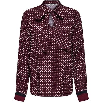 ONLY Onlveda Border L/S Bow Top WVN, zinfandel, M ONLY Onlveda Border L/S Bow Top WVN, zinfandel, M