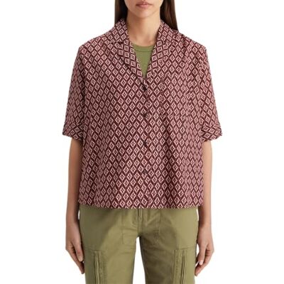 Scotch & Soda Damskjorta Ss Lurex tryck, Geo Flower Bordeaux 7362, 38 Scotch & Soda Damskjorta Ss Lurex tryck, Geo Flower Bordeaux 7362, 38