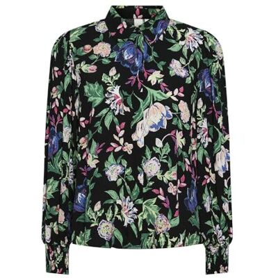 YAS ALIRA LS skjorta S. NOOS, Black/Aop: chalk blomma, S YAS ALIRA LS skjorta S. NOOS, Black/Aop: chalk blomma, S