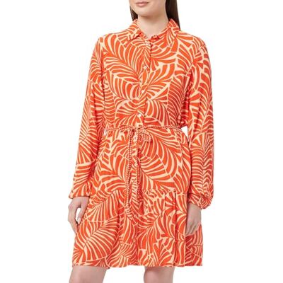 ONLY ONLCHIARA L/S Shirt klänning PTM, Rena pumpkin/Aop: bali Palm, M ONLY ONLCHIARA L/S Shirt klänning PTM, Rena pumpkin/Aop: bali Palm, M