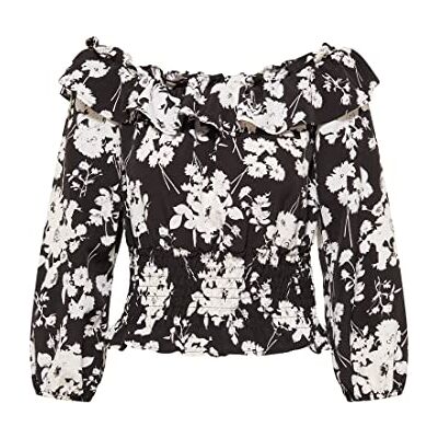 threezy dam blus, svart-vit, S threezy dam blus, svart-vit, S