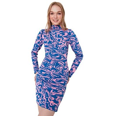 Trendyol Dam midi basic normal vävd klänning, BLÅ, M Trendyol Dam midi basic normal vävd klänning, BLÅ, M
