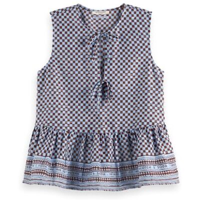Scotch & Soda Bow detaljer topp, Block Print 248, 36 Scotch & Soda Bow detaljer topp, Block Print 248, 36