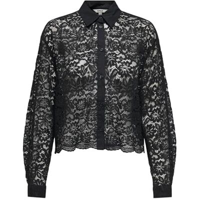 ONLY Onljilli Lace Mix Shirt WVN, svart, XS ONLY Onljilli Lace Mix Shirt WVN, svart, XS