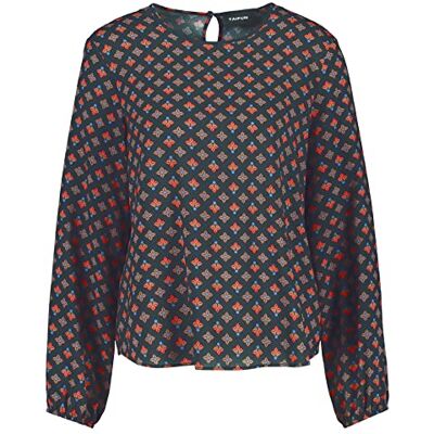 Taifun Dam feminin blus i boho-stil lång ärm, ballongärmar, manschetter blus långärmad blus enfärgad, Kolmönstrad, 40 Taifun Dam feminin blus i boho-stil lång ärm, ballongärmar, manschetter blus långärmad blus enfärgad, Kolmönstrad, 40