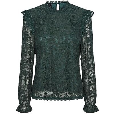 PIECES Bestseller A/S PCOLLINE LS LACE TOP NOOS BC, Vandringsgrön, S PIECES Bestseller A/S PCOLLINE LS LACE TOP NOOS BC, Vandringsgrön, S