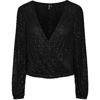 PIECES dam Pcdelphia Ls Ny Wrap Top Blus skjorta PIECES dam Pcdelphia Ls Ny Wrap Top Blus skjorta