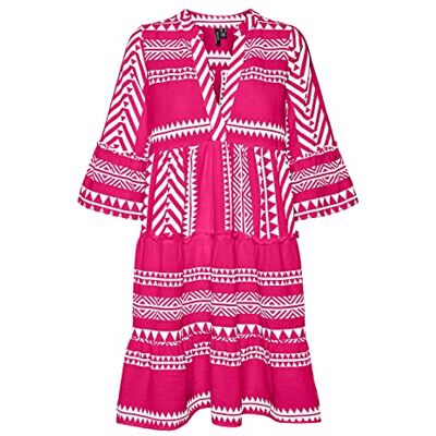 VERO MODA Damblus, tunika, VMDicthe med 3/4-ärmar, Rosa Yarrow/Aop: ibiza Snow White, S VERO MODA Damblus, tunika, VMDicthe med 3/4-ärmar, Rosa Yarrow/Aop: ibiza Snow White, S
