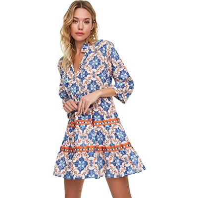 Trendyol Dam mini basic avslappnad vävd klänning, Mycket färgglad, 60 SE Trendyol Dam mini basic avslappnad vävd klänning, Mycket färgglad, 60 SE