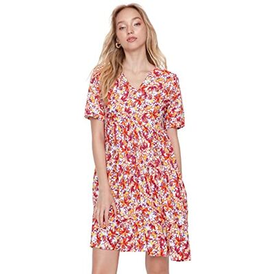 Trendyol Damer flerfärgad blommig mönsterklänning casual klänning, natur, 68 Trendyol Damer flerfärgad blommig mönsterklänning casual klänning, natur, 68