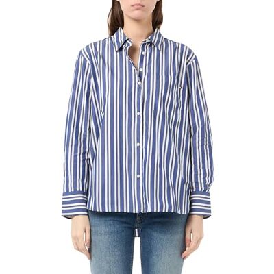 Tommy Hilfiger kvinnors ESS POPLIN lättpassande skjorta WW0WW45612 L/S skjorta, blå, 34, Blå (Marine Stp), 60 SE Tommy Hilfiger kvinnors ESS POPLIN lättpassande skjorta WW0WW45612 L/S skjorta, blå, 34, Blå (Marine Stp), 60 SE