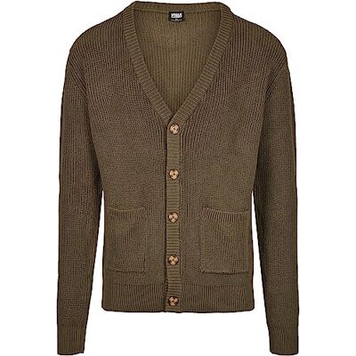 Urban Classics Boxy cardigan, sweatshirts för män, Oliv, L Urban Classics Boxy cardigan, sweatshirts för män, Oliv, L