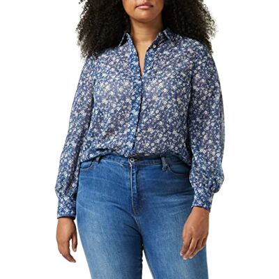 Louche Byron-Primary-Daisy Button Down-skjorta för kvinnor, BLÅ, 36 Louche Byron-Primary-Daisy Button Down-skjorta för kvinnor, BLÅ, 36