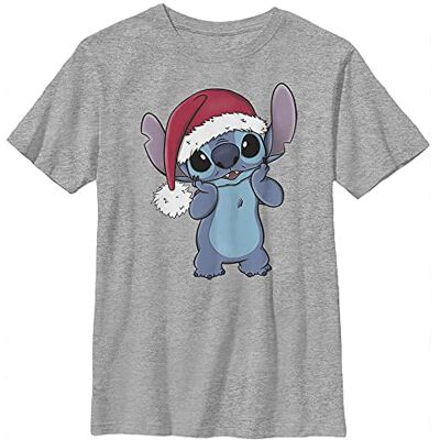 Disney Lilo & Stitch Stitch Wearing Santa Hat Boy's Crew Tee Athletic Heather, X-Small, Atletisk ljung, XS Disney Lilo & Stitch Stitch Wearing Santa Hat Boy's Crew Tee Athletic Heather, X-Small, Atletisk ljung, XS