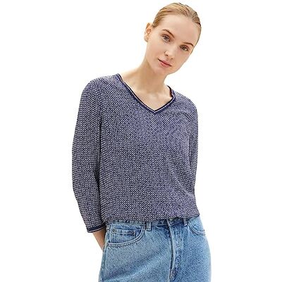 TOM TAILOR Damer T-shirt 1035850, 32108 Navy Geometrical Design, M TOM TAILOR Damer T-shirt 1035850, 32108 Navy Geometrical Design, M