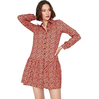 Trendyol kvinnors mini basic regular fit vävd klänning, Mycket färgstark, 42 Trendyol kvinnors mini basic regular fit vävd klänning, Mycket färgstark, 42